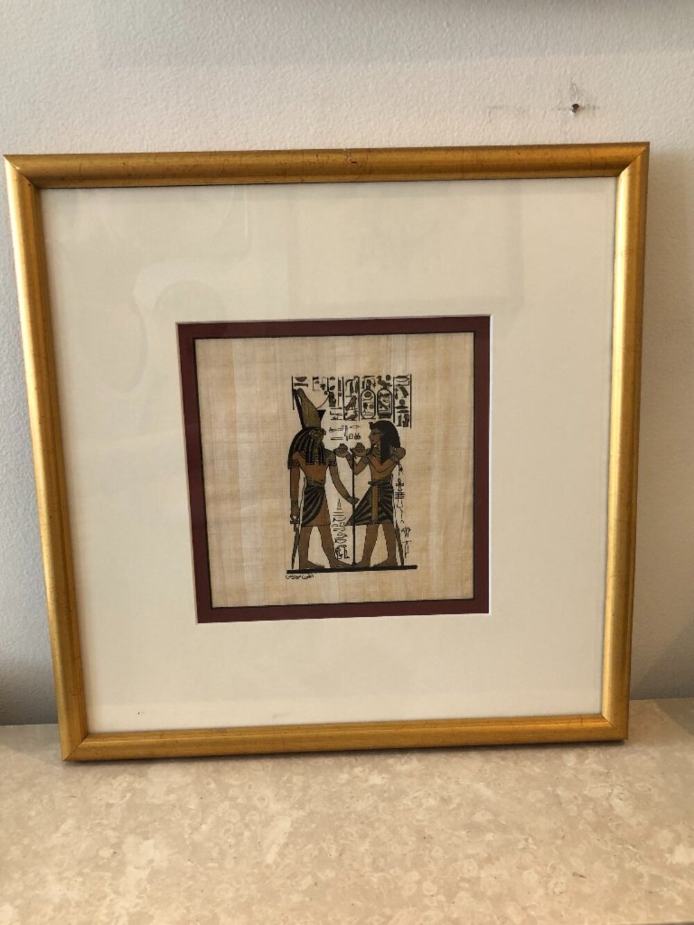 Authentic Vintage Gold Frame Egyptian Hieroglyph Papyrus Art Gods -Item 2